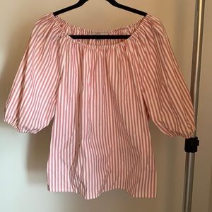 LOFT Pink/White Striped Top